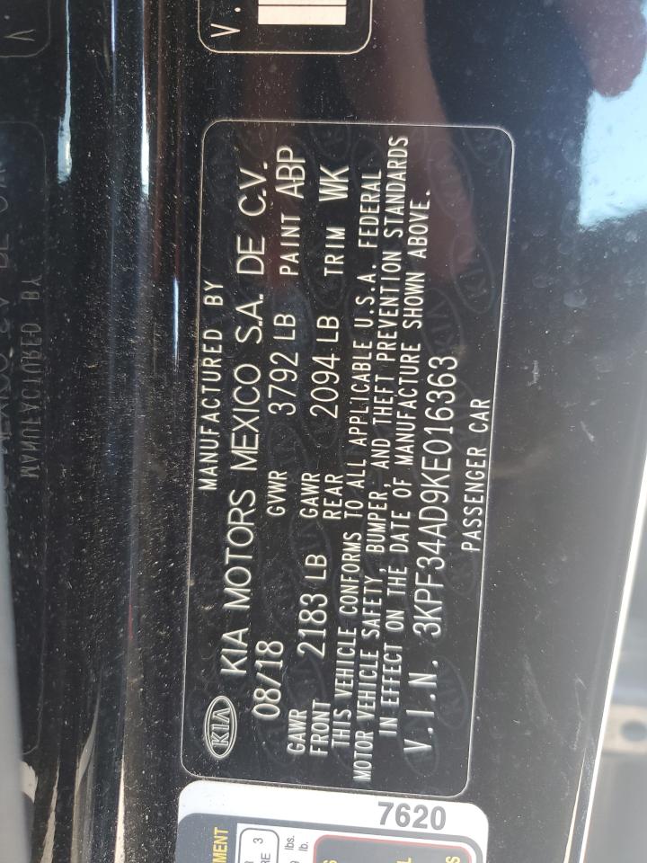 2019 Kia Forte Gt Line VIN: 3KPF34AD9KE016363 Lot: 91260115