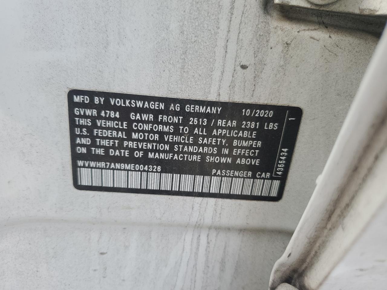 2021 Volkswagen Arteon Sel R-Line VIN: WVWHR7AN9ME004326 Lot: 93513445