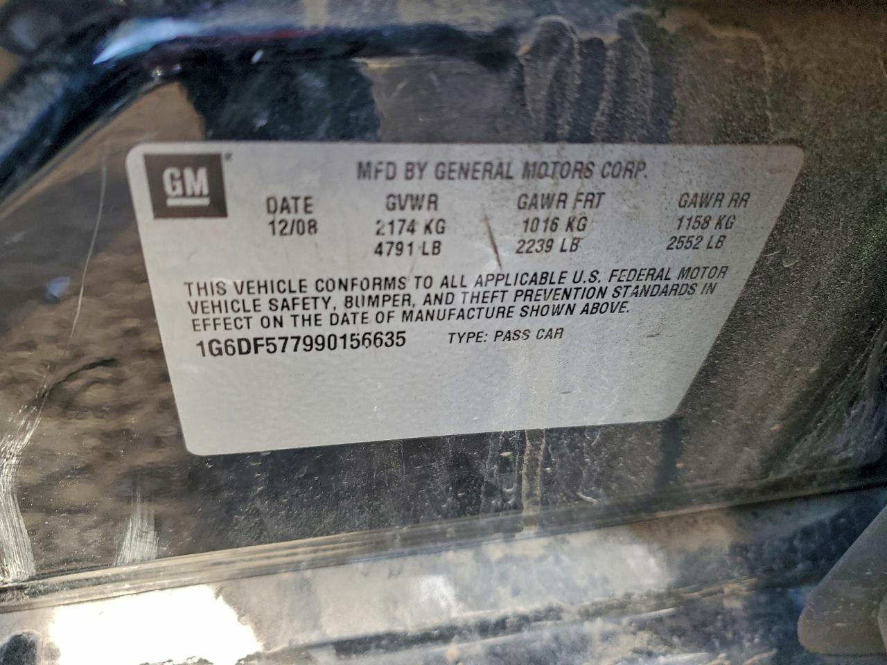 2009 Cadillac Cts VIN: 1G6DF577990156635 Lot: 93916105