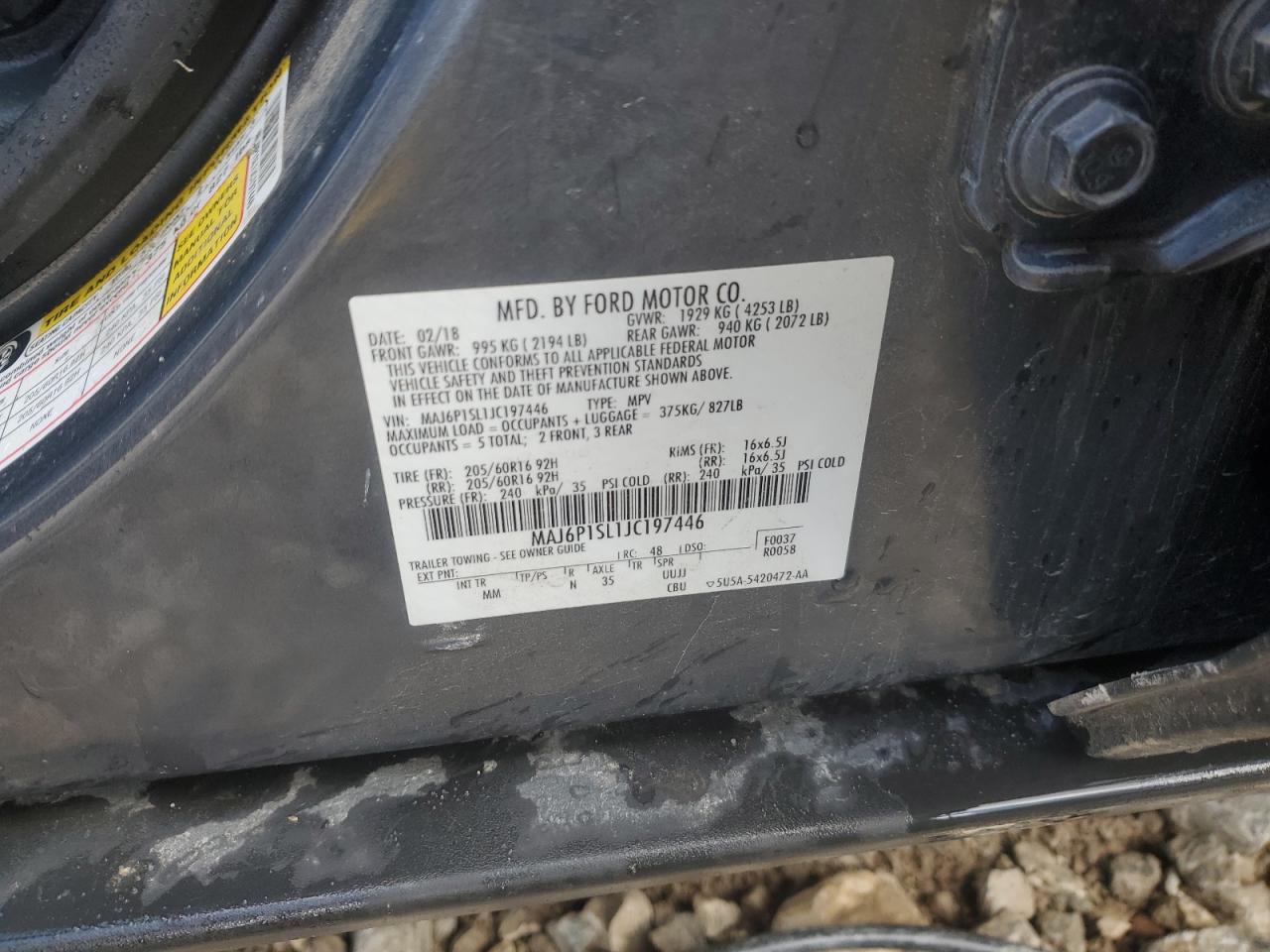 2018 Ford Ecosport S VIN: MAJ6P1SL1JC197446 Lot: 81228135