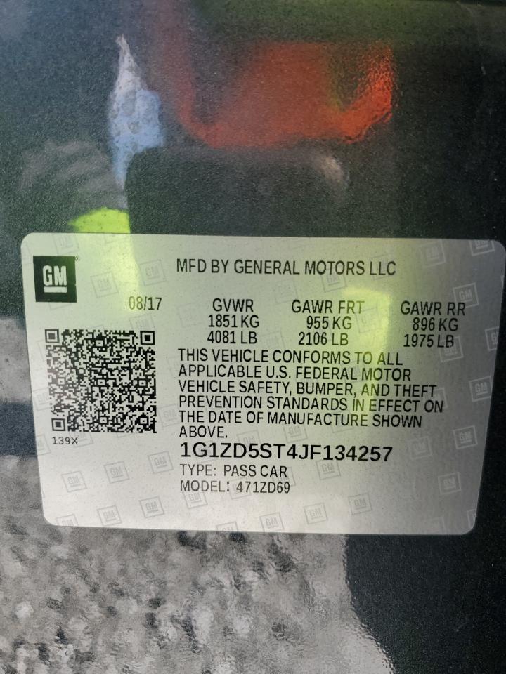 2018 Chevrolet Malibu Lt VIN: 1G1ZD5ST4JF134257 Lot: 93254135