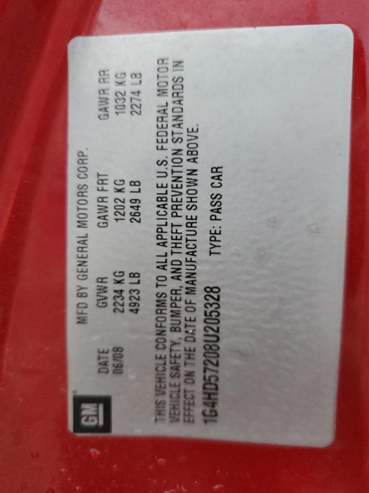 2008 Buick Lucerne Cxl VIN: 1G4HD57208U205328 Lot: 93153675