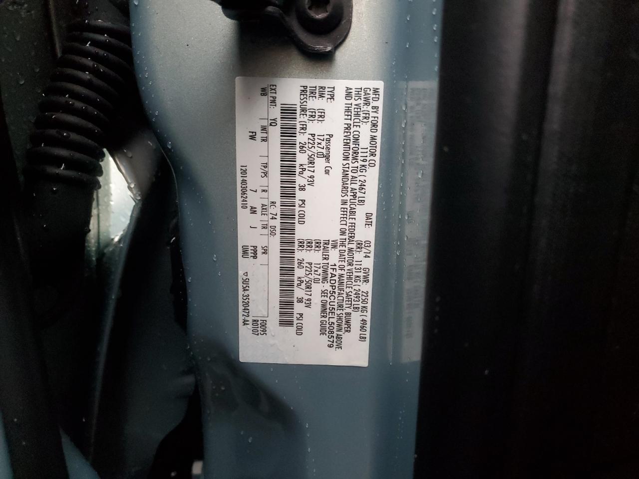 2014 Ford C-Max Premium VIN: 1FADP5CU5EL508579 Lot: 91315035