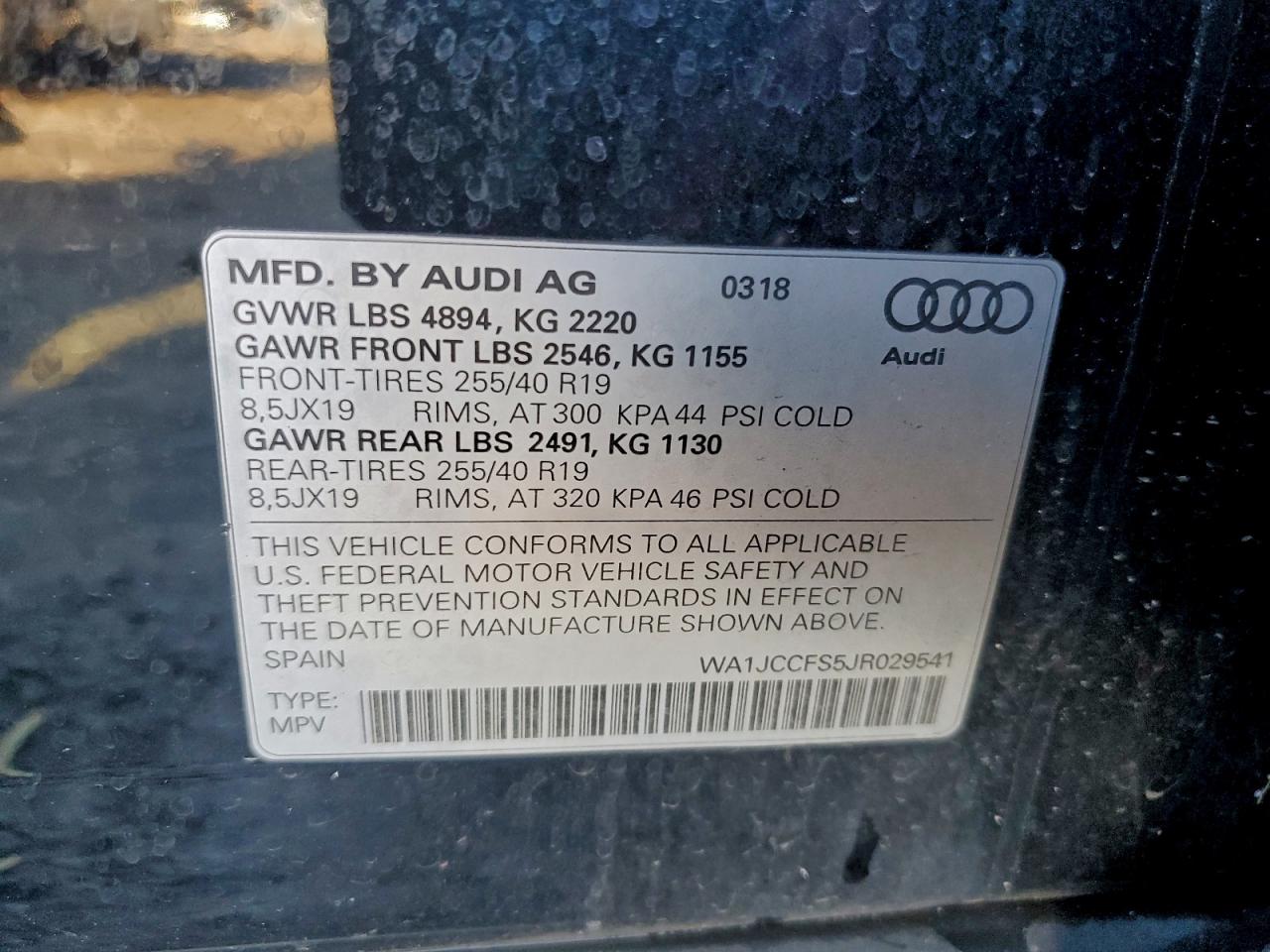 2018 Audi Q3 Premium Plus VIN: WA1JCCFS5JR029541 Lot: 94261915