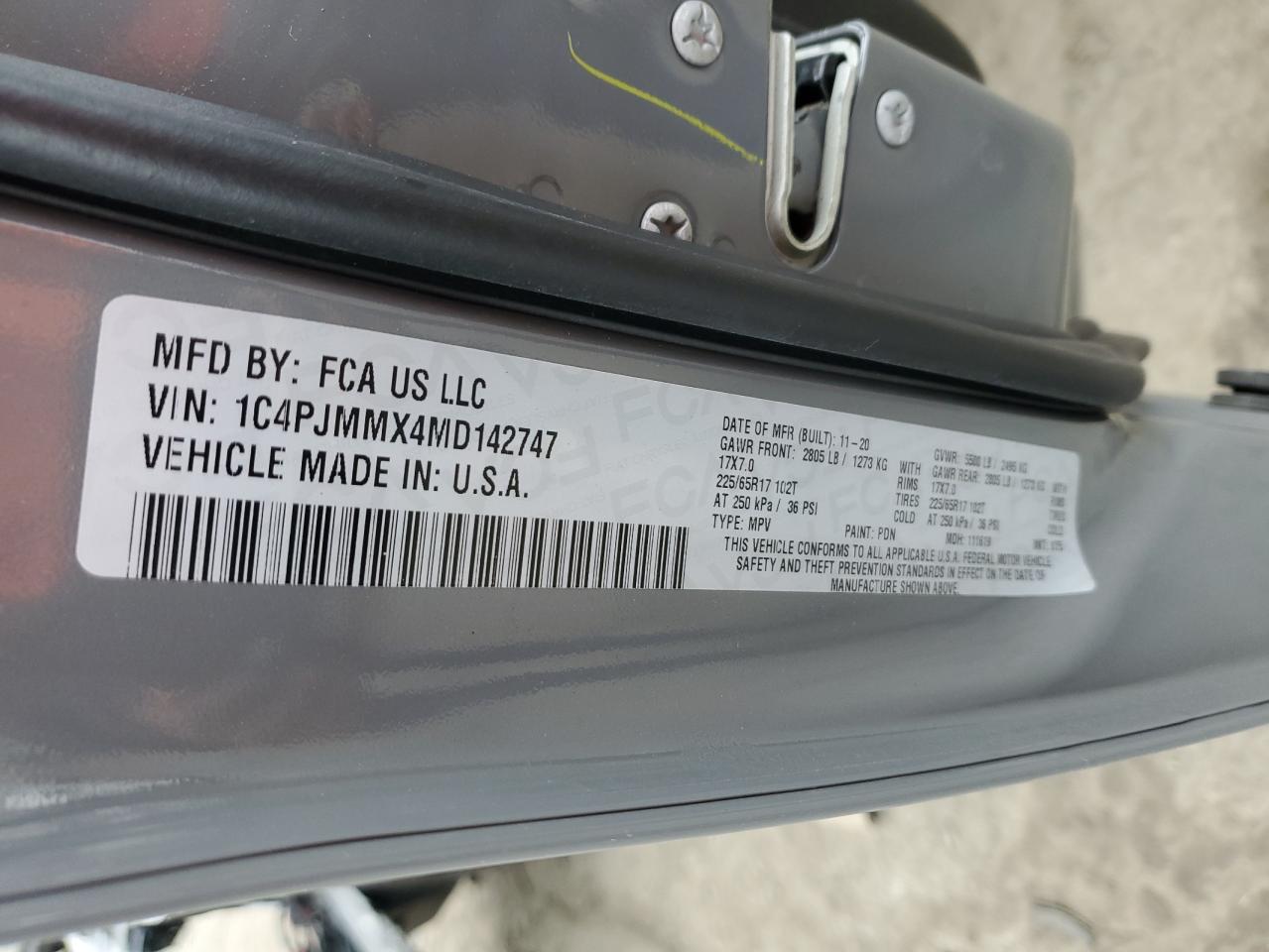 2021 Jeep Cherokee Latitude Lux VIN: 1C4PJMMX4MD142747 Lot: 91053365