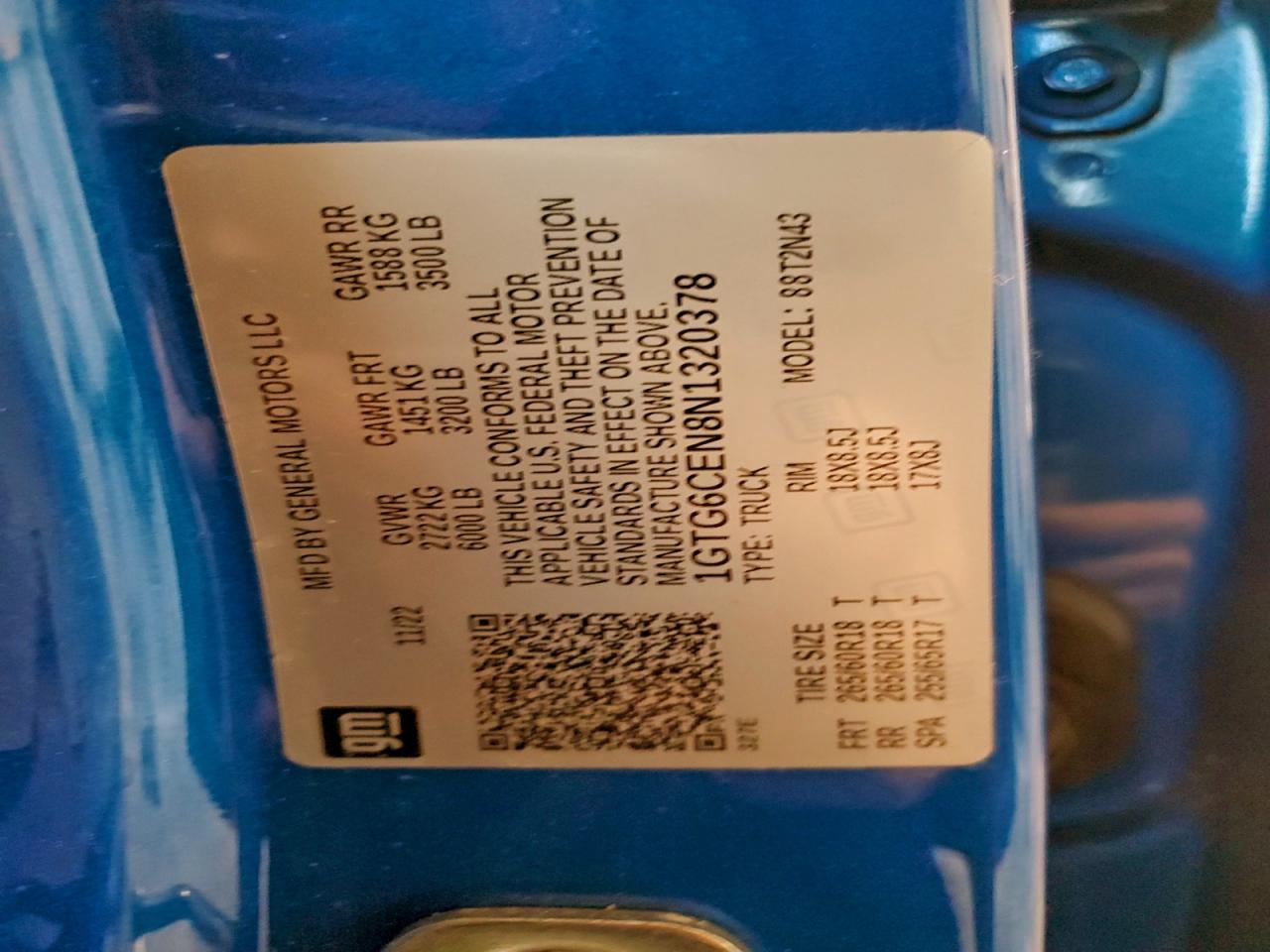 2022 GMC Canyon Elevation VIN: 1GTG6CEN8N1320378 Lot: 94423225