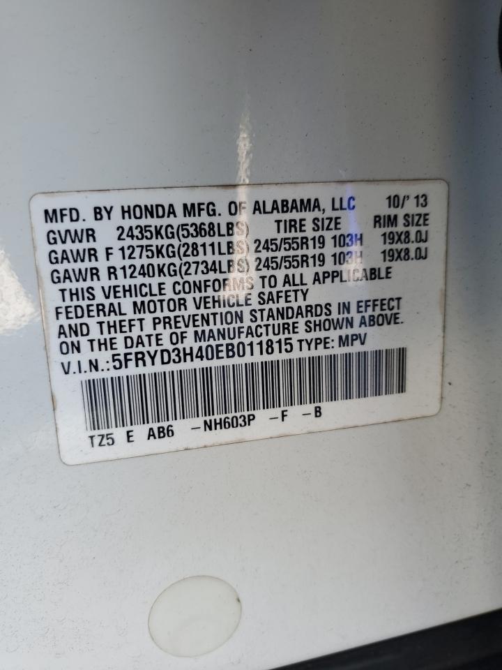 2014 Acura Mdx Technology VIN: 5FRYD3H40EB011815 Lot: 91532575