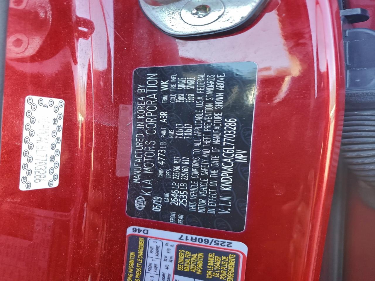 2020 Kia Sportage Lx VIN: KNDPMCAC6L7703286 Lot: 94066415