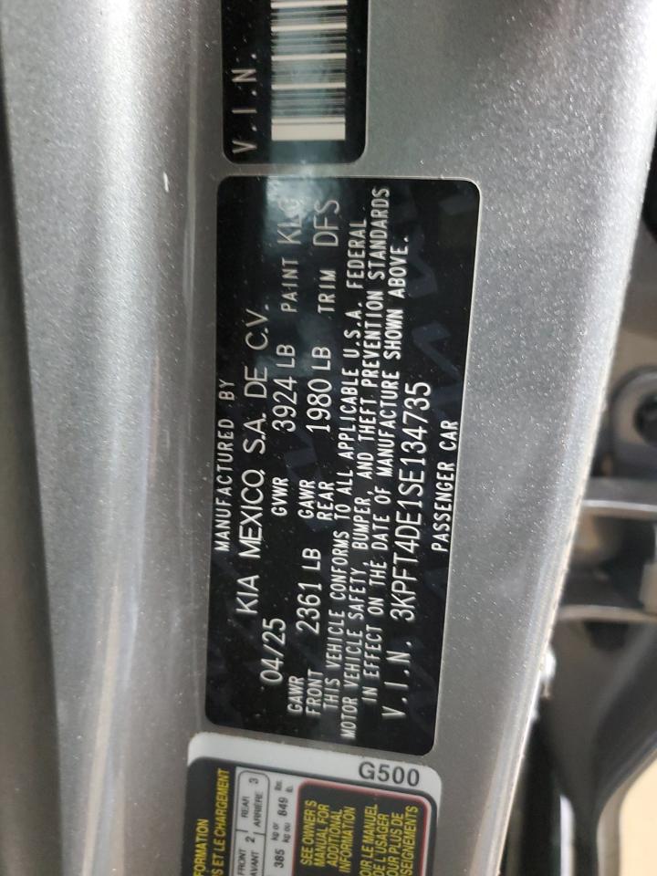 2025 Kia K4 Lx VIN: 3KPFT4DE1SE134735 Lot: 92019075