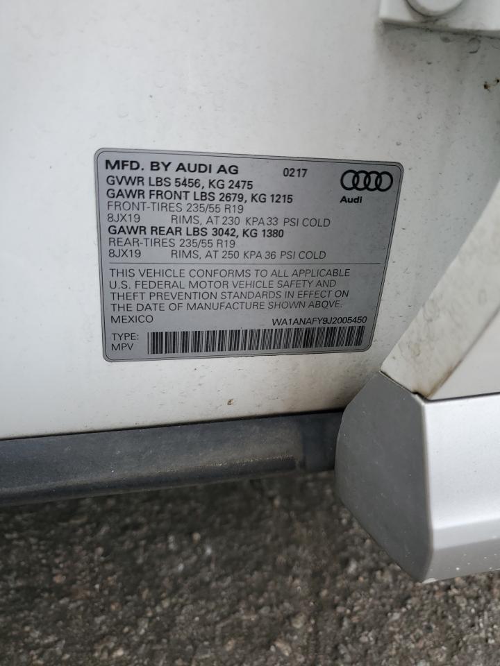 2018 Audi Q5 Premium VIN: WA1ANAFY9J2005450 Lot: 92754535