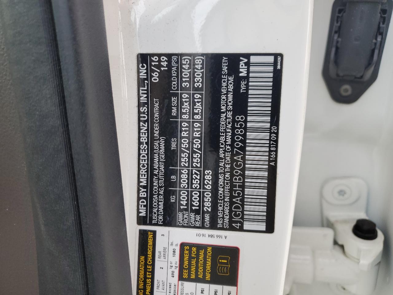 2016 Mercedes-Benz Gle 350 4Matic VIN: 4JGDA5HB9GA799858 Lot: 92222655