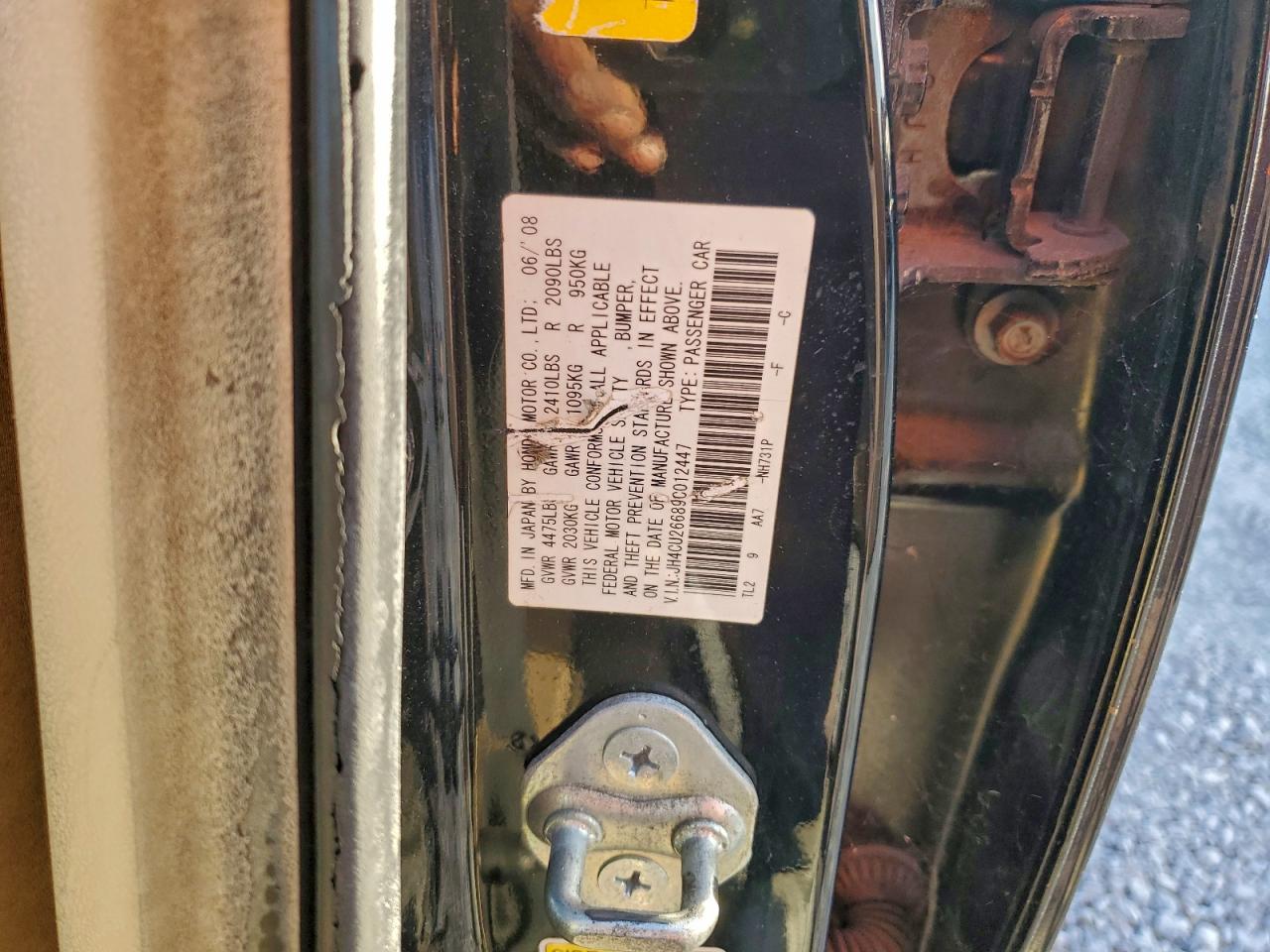 2009 Acura Tsx VIN: JH4CU26689C012447 Lot: 93729575