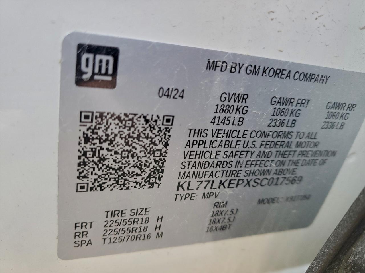 2025 Chevrolet Trax Activ VIN: KL77LKEPXSC017569 Lot: 94101675