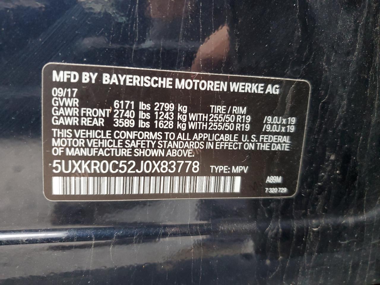 2018 BMW X5 xDrive35I VIN: 5UXKR0C52J0X83778 Lot: 92028745