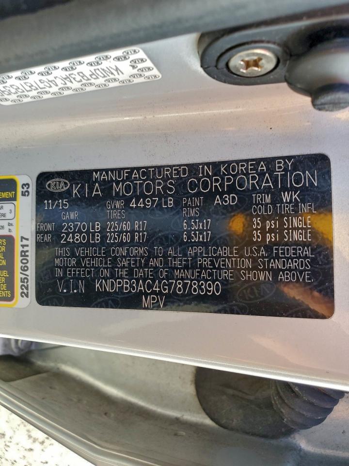 2016 Kia Sportage Lx VIN: KNDPB3AC4G7878390 Lot: 94291355