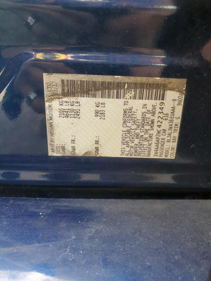 2017 Nissan Maxima 3.5S VIN: 1N4AA6AP2HC422349 Lot: 91723395