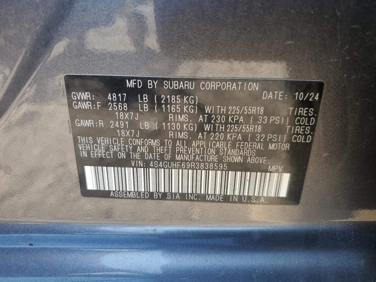 2024 Subaru Crosstrek Sport VIN: 4S4GUHF69R3838595 Lot: 91244995