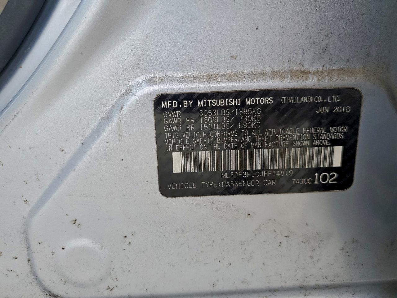 2018 Mitsubishi Mirage G4 Es VIN: ML32F3FJ0JHF14819 Lot: 93650805