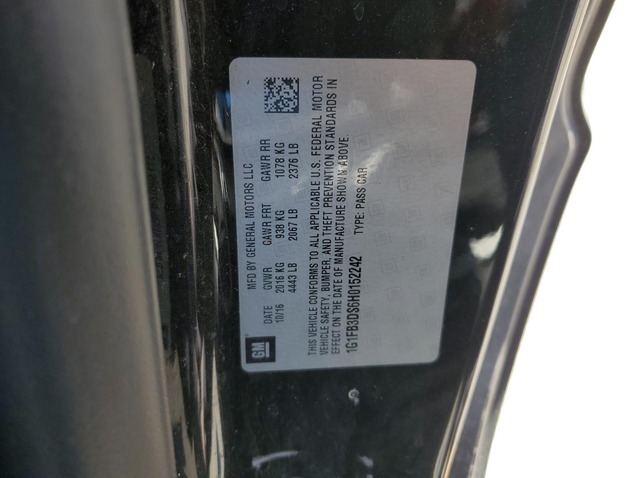 2017 Chevrolet Camaro Lt VIN: 1G1FB3DS6H0152242 Lot: 90786285