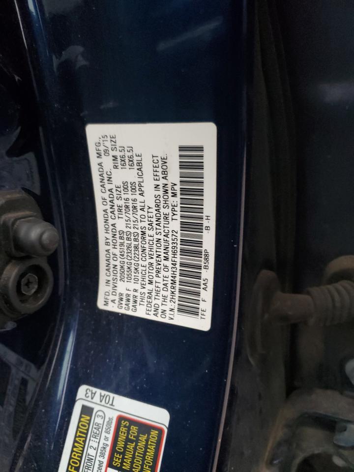 2015 Honda Cr-V Lx VIN: 2HKRM4H34FH693572 Lot: 91327495