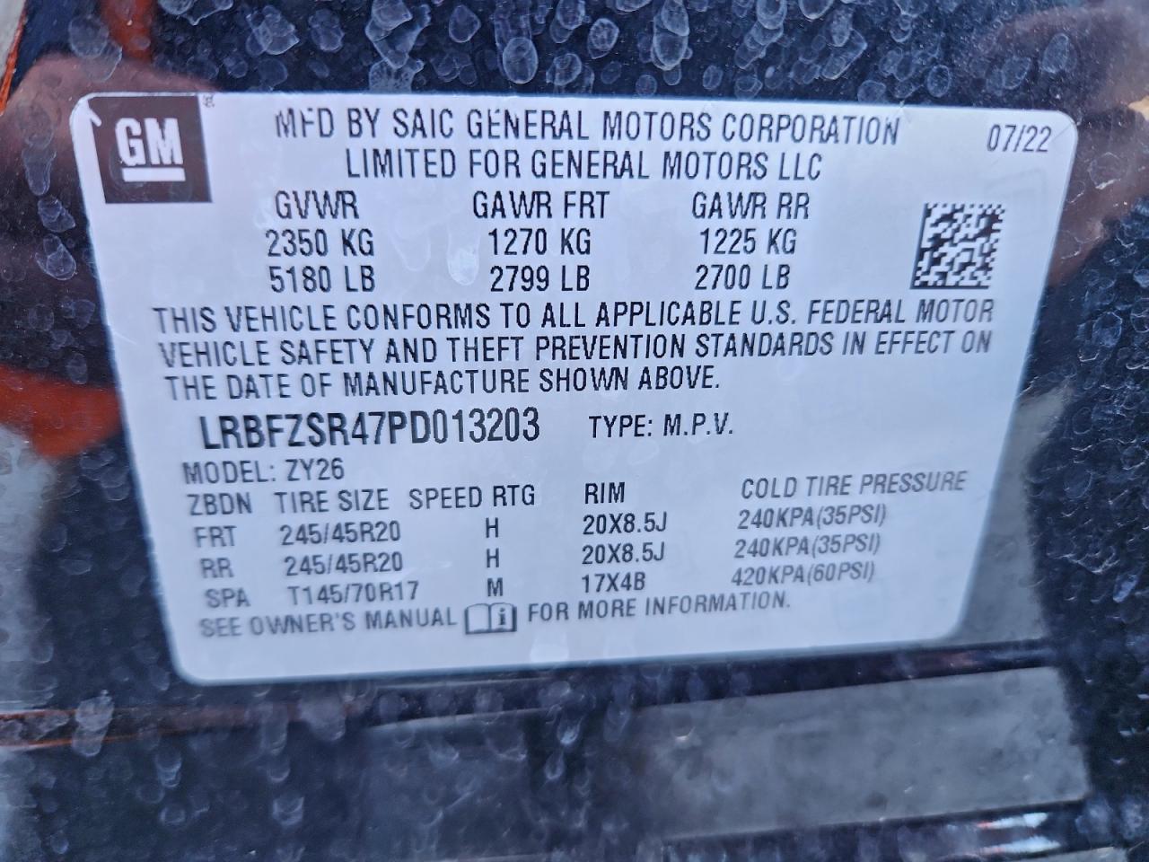 2023 Buick Envision Avenir VIN: LRBFZSR47PD013203 Lot: 93909115