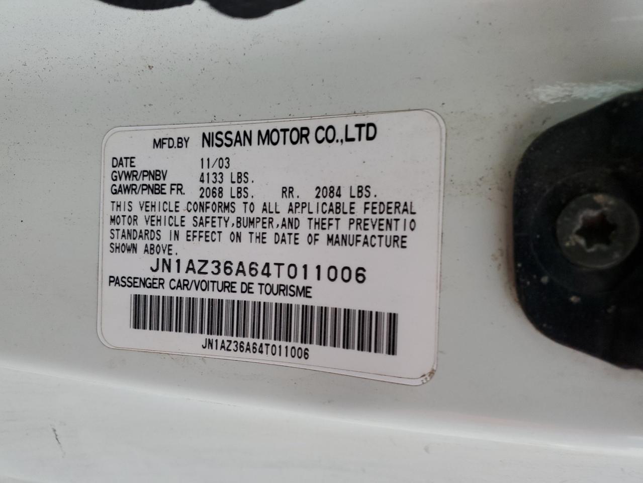 2004 Nissan 350Z Roadster VIN: JN1AZ36A64T011006 Lot: 90726205