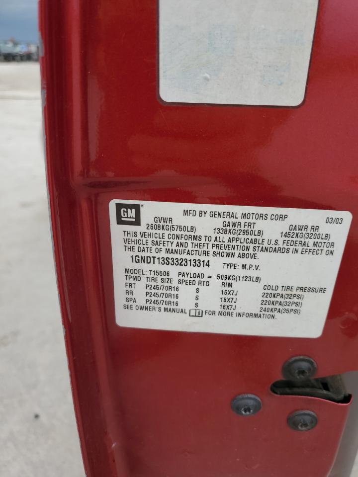 2003 Chevrolet Trailblazer VIN: 1GNDT13S332313314 Lot: 92890405