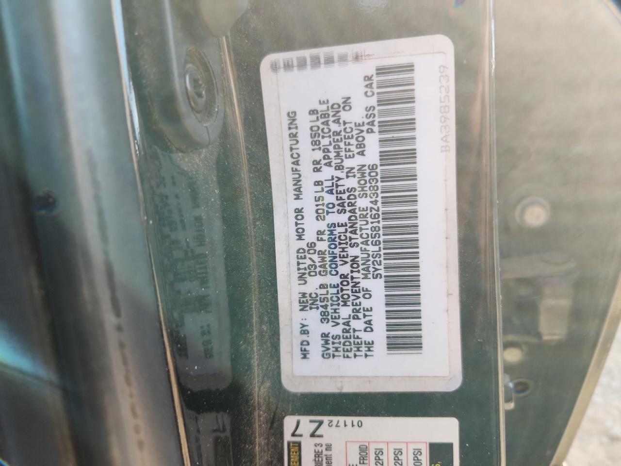 2006 Pontiac Vibe VIN: 5Y2SL65816Z438306 Lot: 92815695