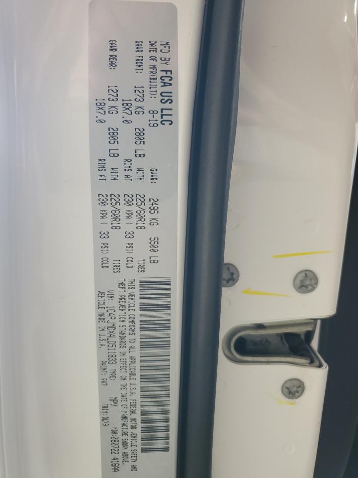 2020 Jeep Cherokee Limited VIN: 1C4PJMDX4LD511833 Lot: 93241845