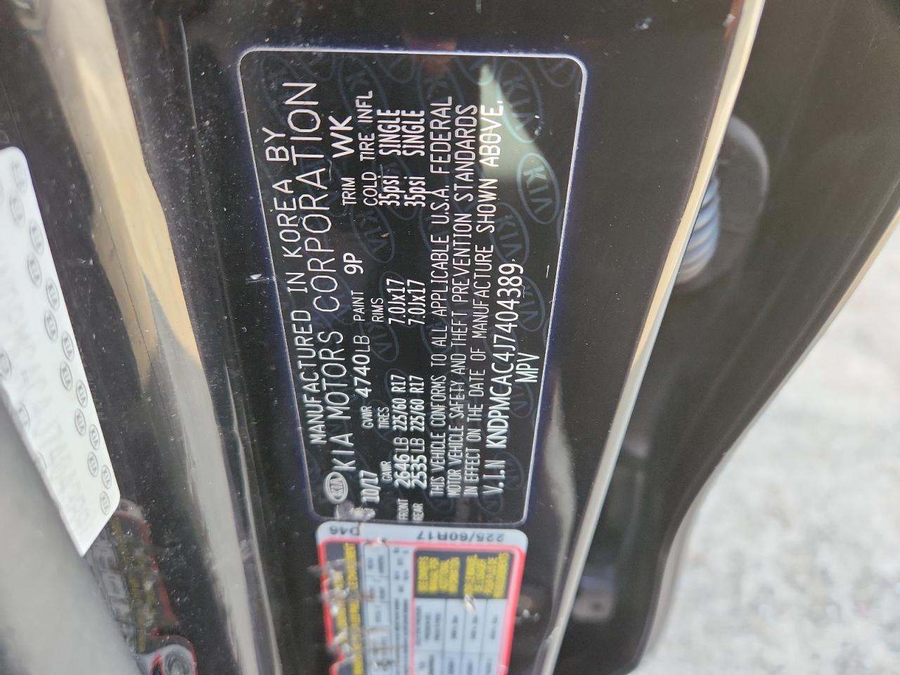 2018 Kia Sportage Lx VIN: KNDPMCAC4J7404389 Lot: 92918995