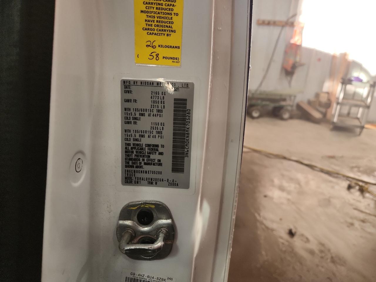 2021 Nissan Nv200 Delivery Van VIN: 3N6CM0KN8MK705280 Lot: 91712625