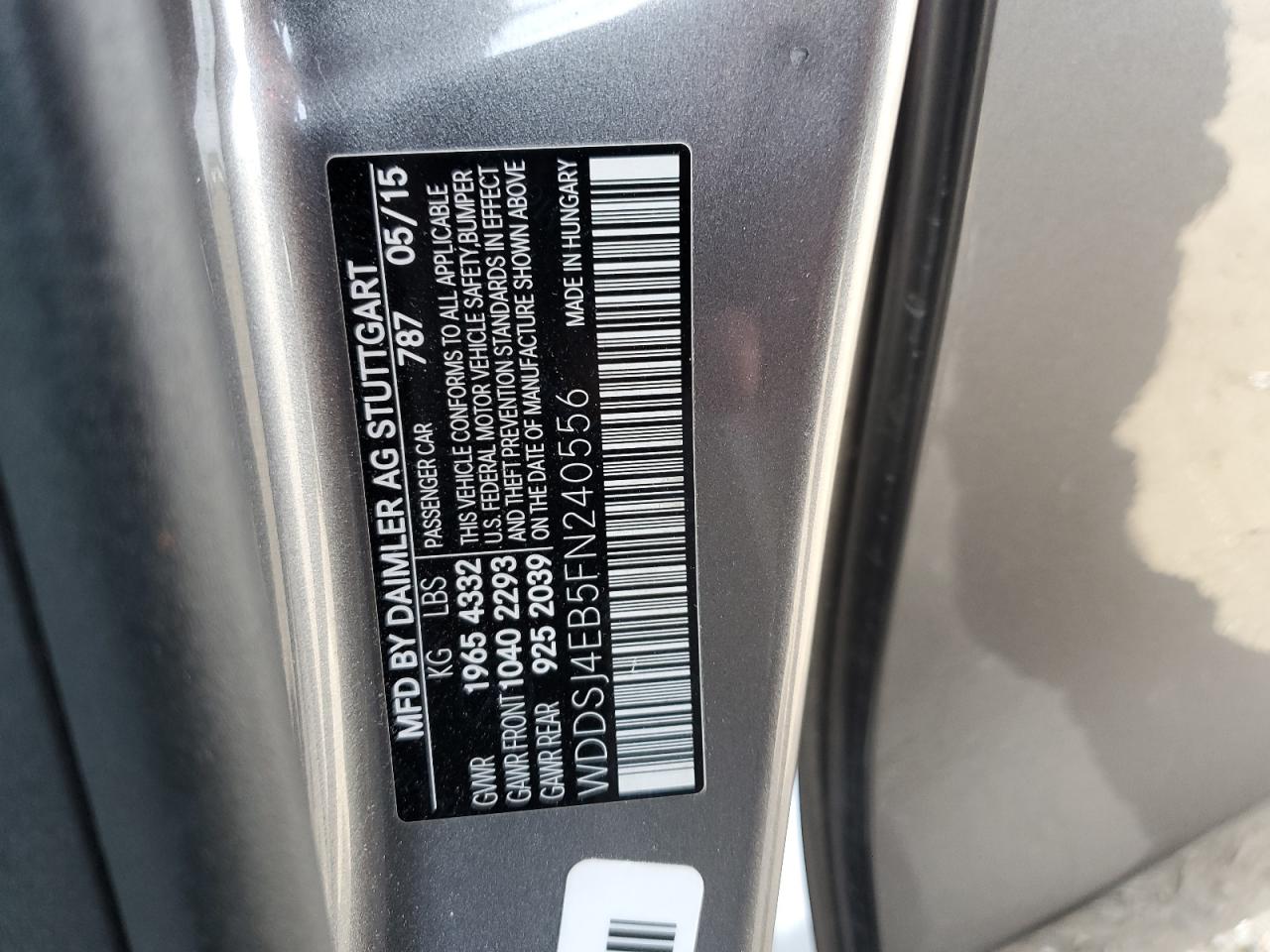 2015 Mercedes-Benz Cla 250 VIN: WDDSJ4EB5FN240556 Lot: 93548065