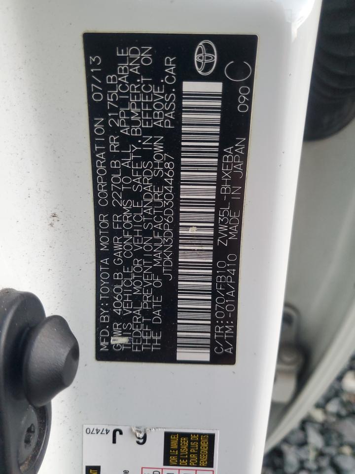 2013 Toyota Prius Plug-In VIN: JTDKN3DP6D3044687 Lot: 93665605