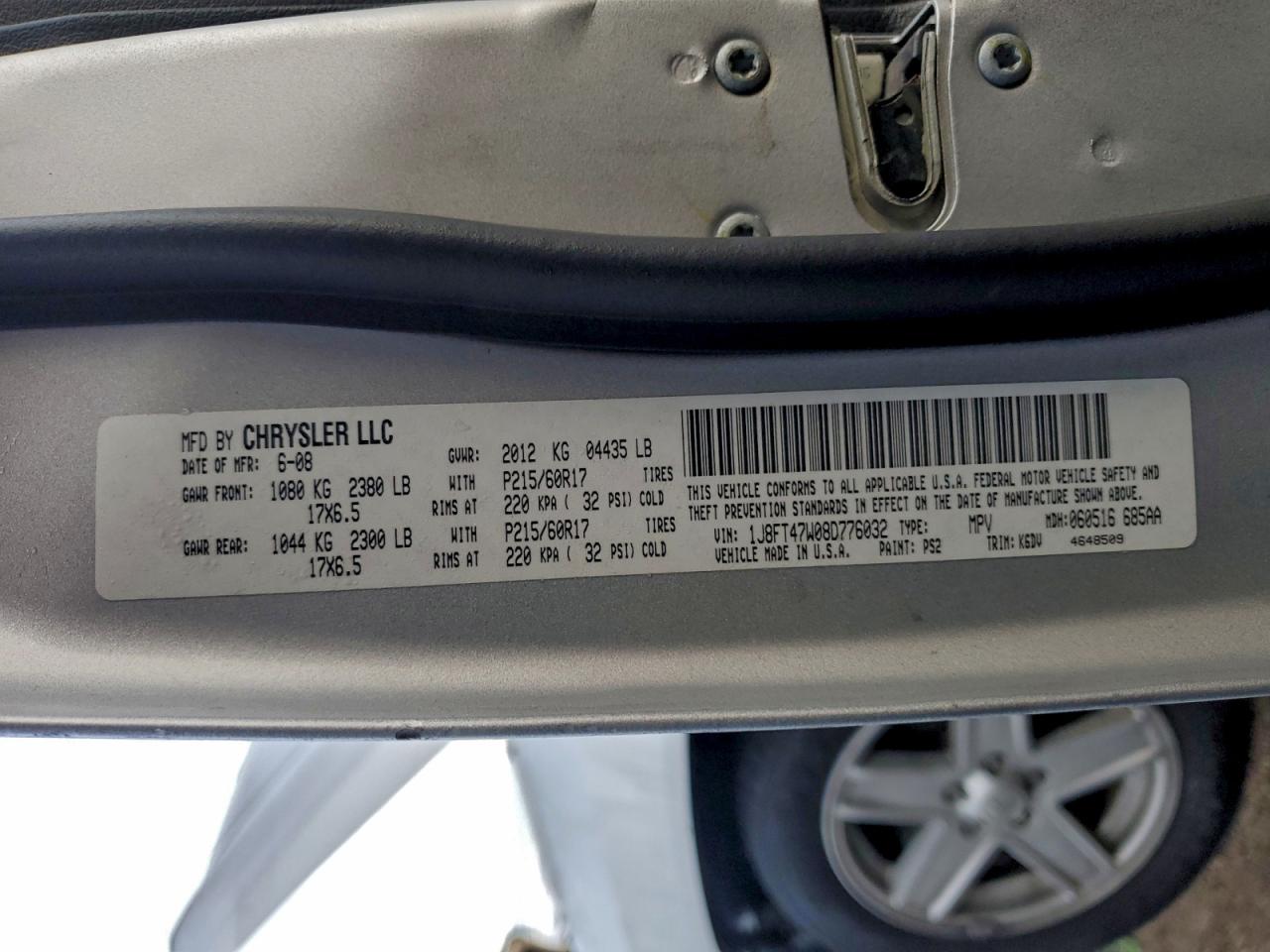 2008 Jeep Compass Sport VIN: 1J8FT47W08D776032 Lot: 94133415