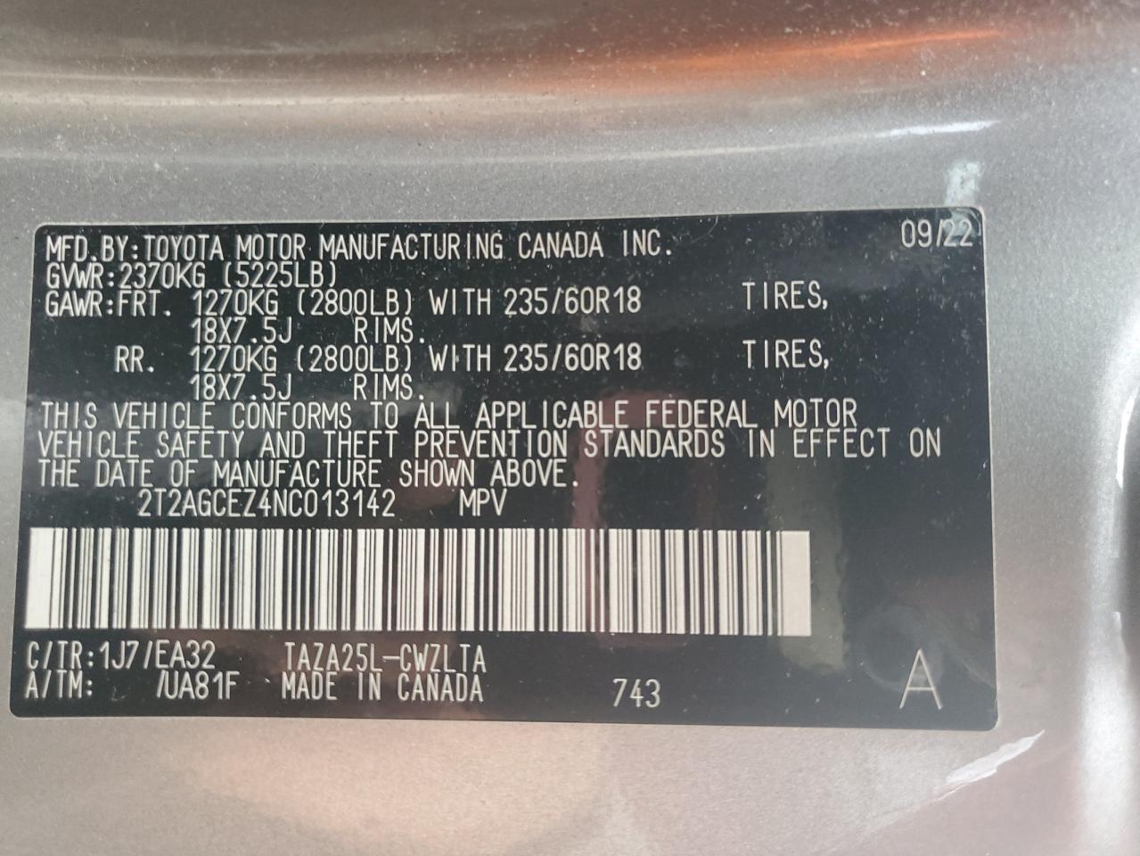 2022 Lexus Nx 350 VIN: 2T2AGCEZ4NC013142 Lot: 91204735