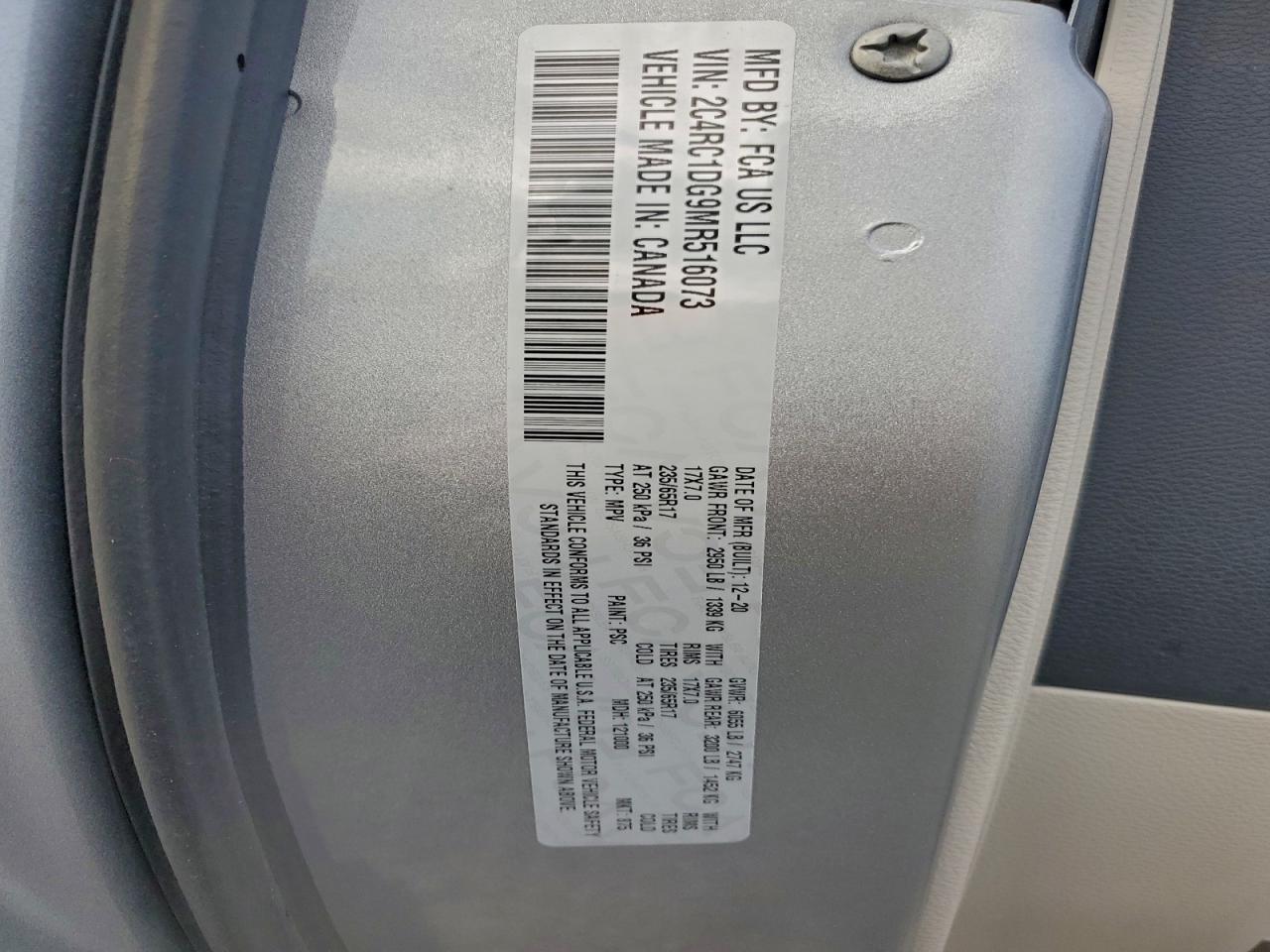 2021 Chrysler Voyager Lxi VIN: 2C4RC1DG9MR516073 Lot: 94490425