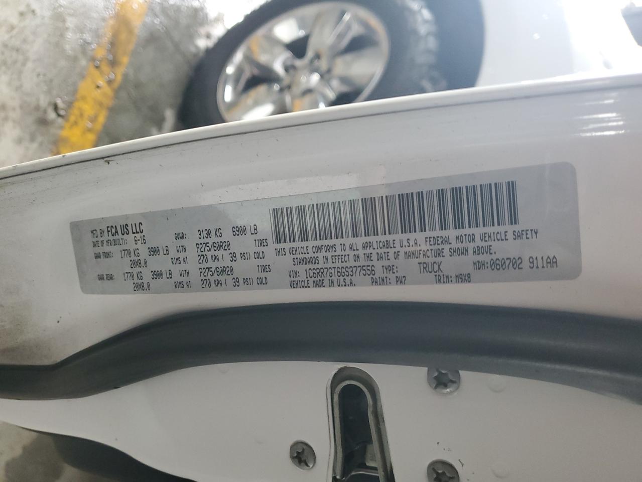 2016 Ram 1500 Slt VIN: 1C6RR7GT6GS377556 Lot: 91946235