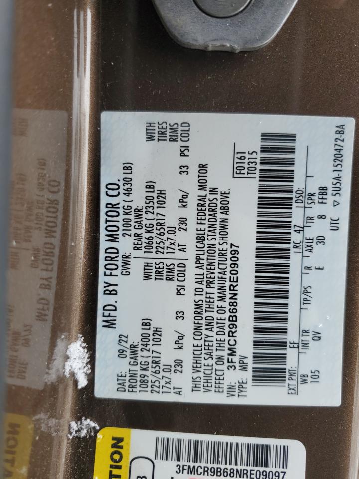 2022 Ford Bronco Sport Big Bend VIN: 3FMCR9B68NRE09097 Lot: 91965605