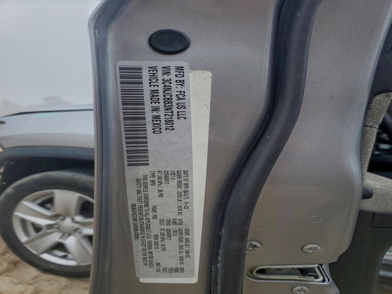 2022 Jeep Compass Latitude VIN: 3C4NJCBB3NT218012 Lot: 93448905