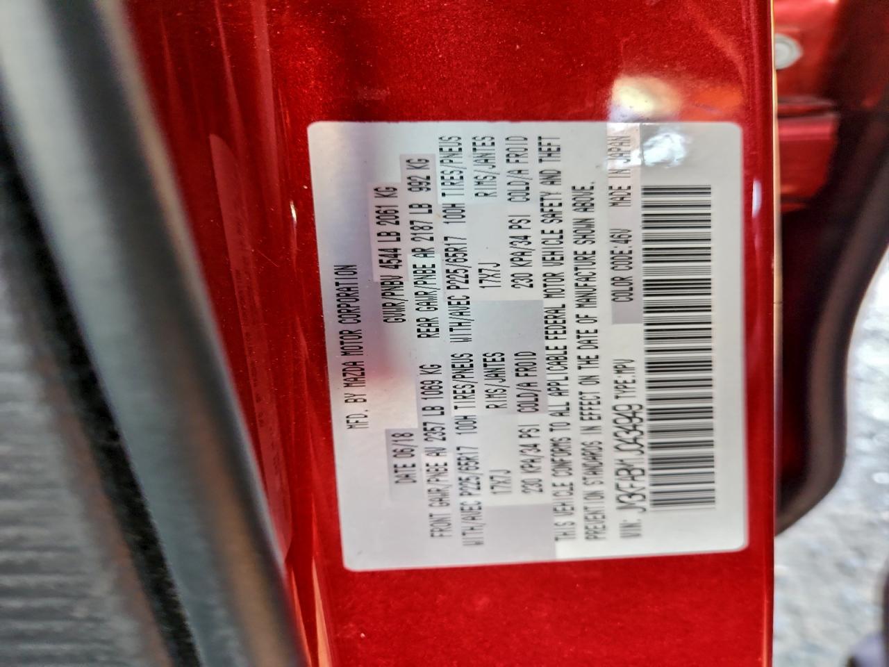 2018 Mazda Cx-5 Sport VIN: JM3KFABM1J0434949 Lot: 94215895