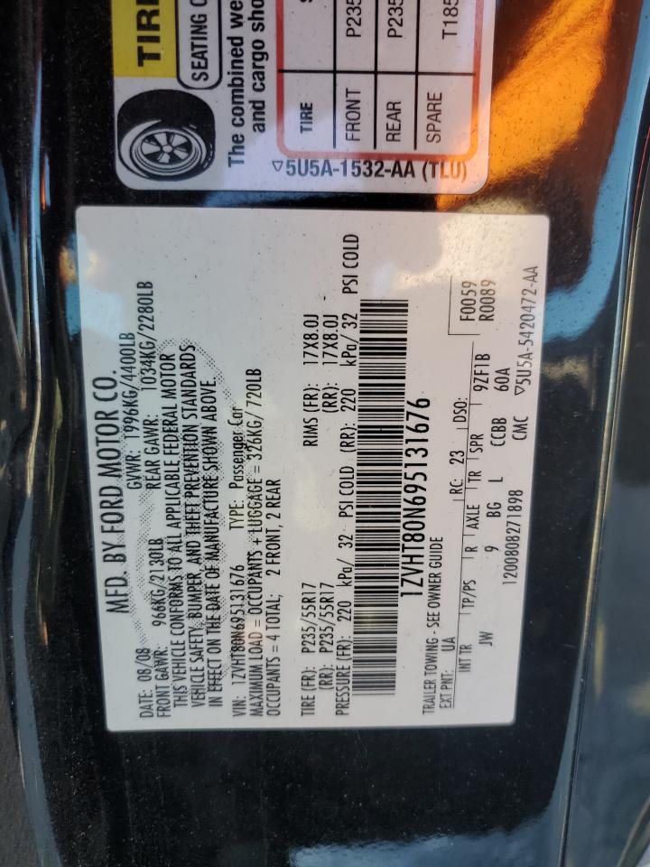 2009 Ford Mustang VIN: 1ZVHT80N695131676 Lot: 91940585