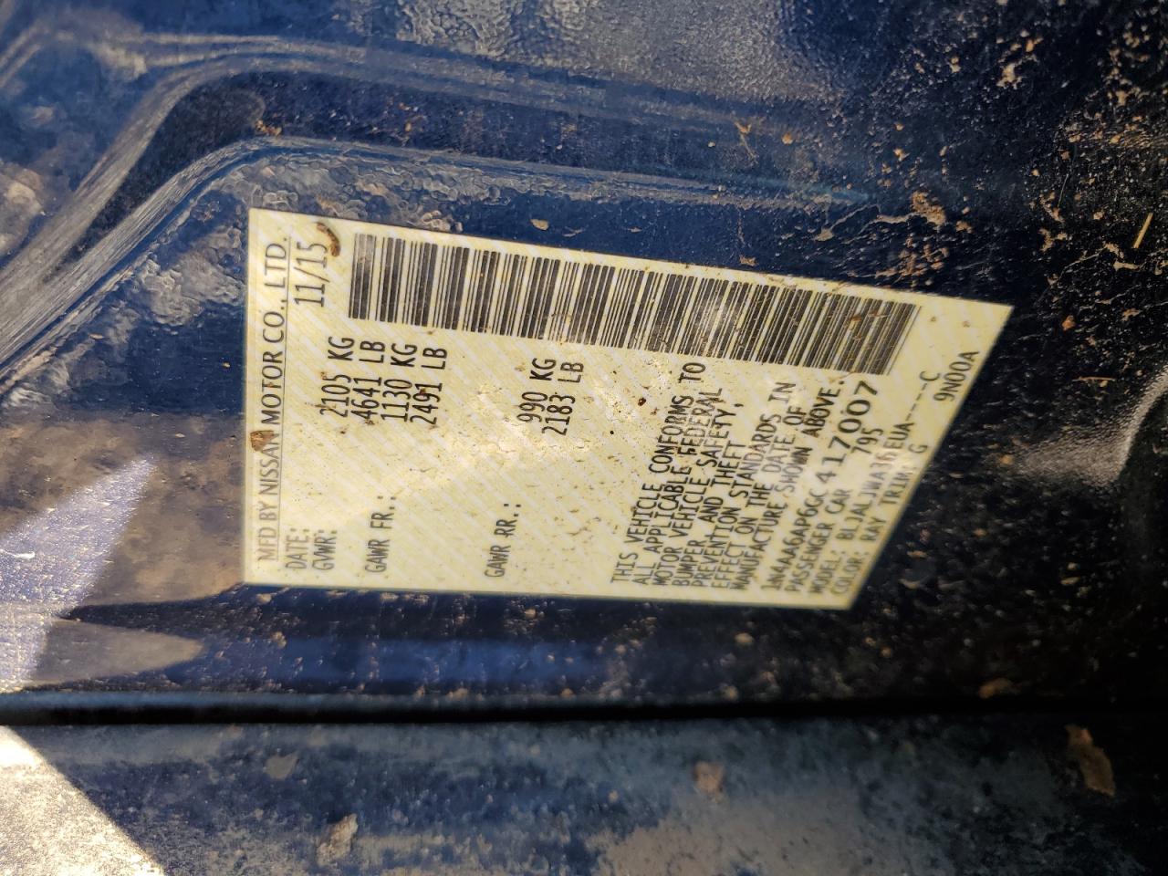 2016 Nissan Maxima 3.5S VIN: 1N4AA6AP6GC417007 Lot: 91247225