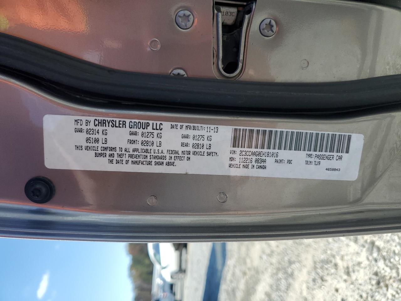 2014 Chrysler 300 VIN: 2C3CCAAG0EH181016 Lot: 92044545