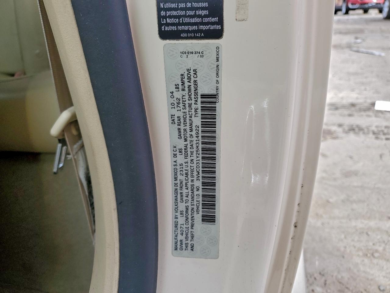 2005 Volkswagen New Beetle Gls VIN: 3VWCD31Y25M314922 Lot: 94150715