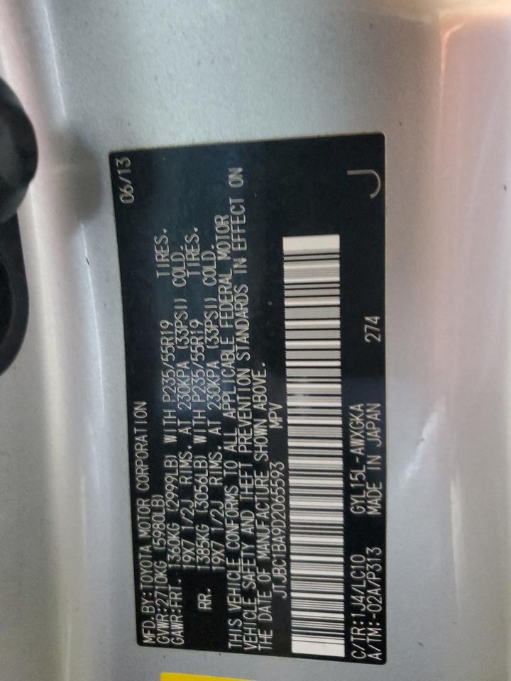 2013 Lexus Rx 450H VIN: JTJBC1BA9D2065593 Lot: 91844965