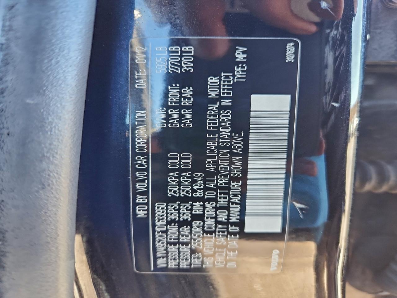 2013 Volvo Xc90 R Design VIN: YV4952CF1D1633950 Lot: 93272155