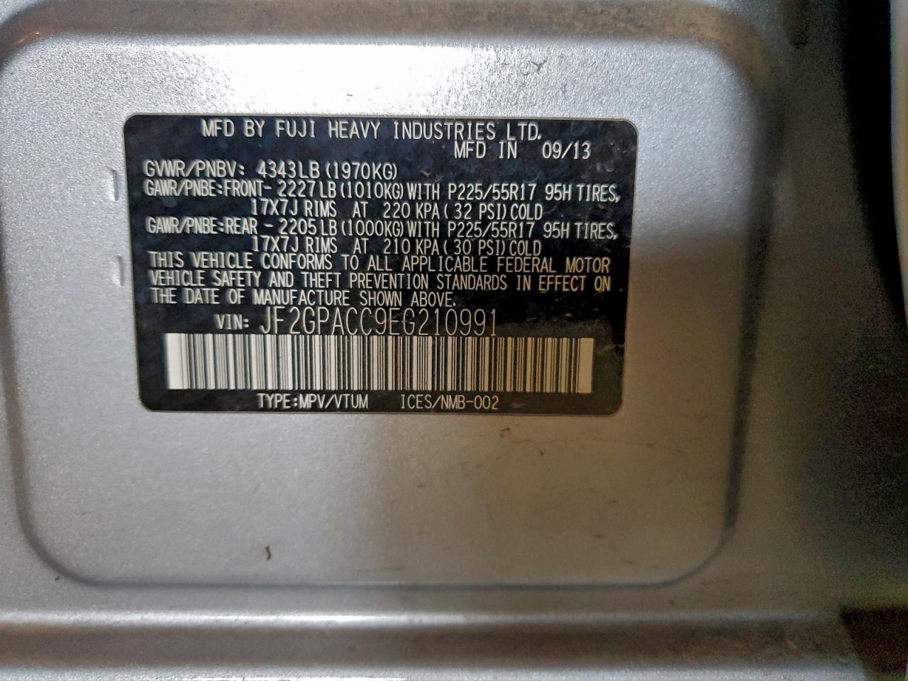 2014 Subaru Xv Crosstrek 2.0 Premium VIN: JF2GPACC9EG210991 Lot: 93995135