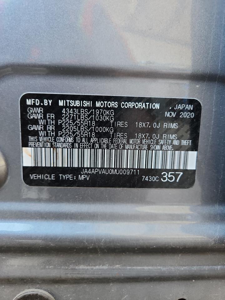 2021 Mitsubishi Outlander Sport Se VIN: JA4APVAU0MU009711 Lot: 91897675