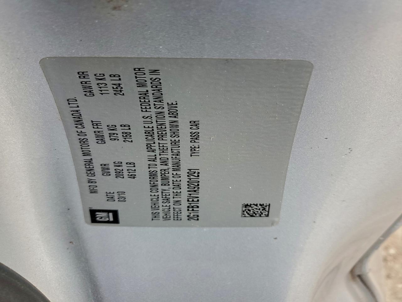 2010 Chevrolet Camaro Lt VIN: 2G1FB1EV1A9201291 Lot: 94565975