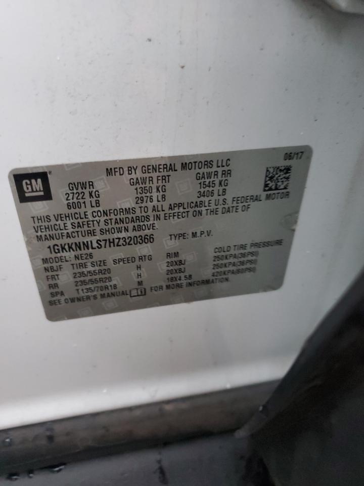 2017 GMC Acadia Slt-2 VIN: 1GKKNNLS7HZ320366 Lot: 94901235